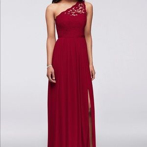 Red (Apple) David’s Bridal bridesmaid dress